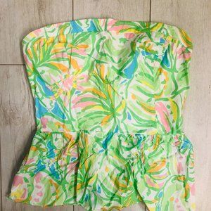 Lilly Pulitzer Strapless Printed Peplum Top